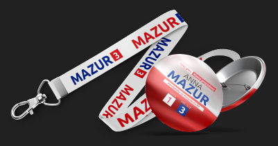 Smycz i przypinka wyborcza