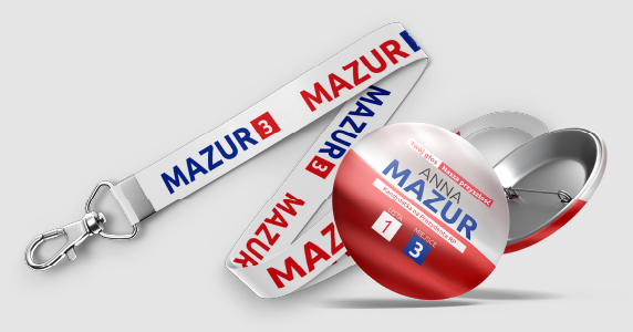 Smycz i przypinka reklamowa