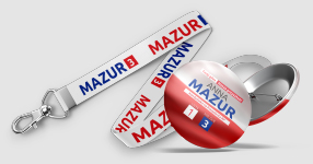 Przypinka i smycz reklamowa